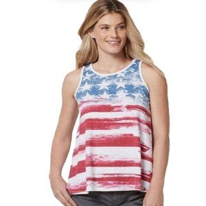 Womens Summer Patriotic Swing Tank High Low - Americana